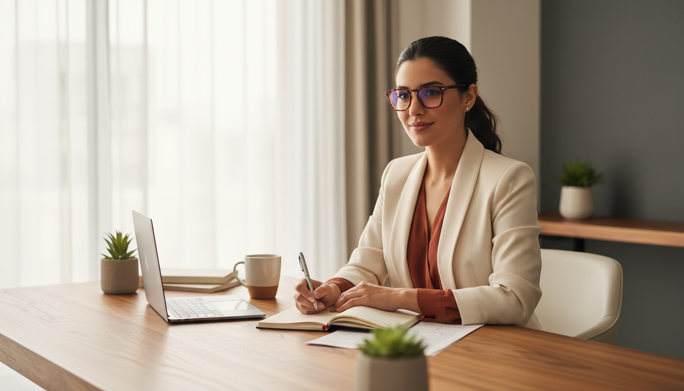 Mujer profesional con lentes ópticos C TRENDY