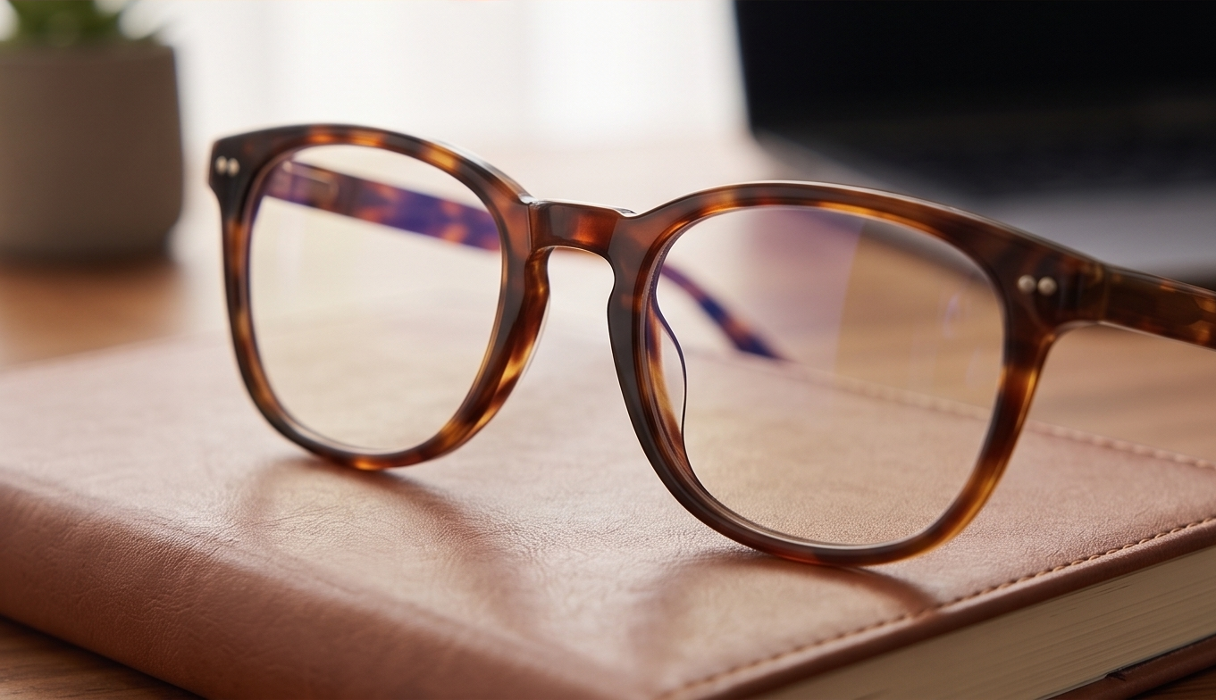 Lentes ópticos sobre agenda