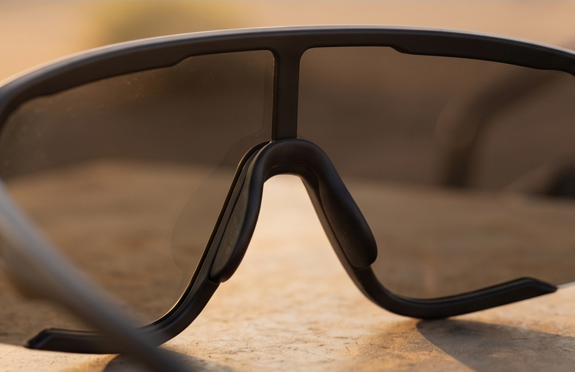 Detalle del puente nasal de lentes deportivos
