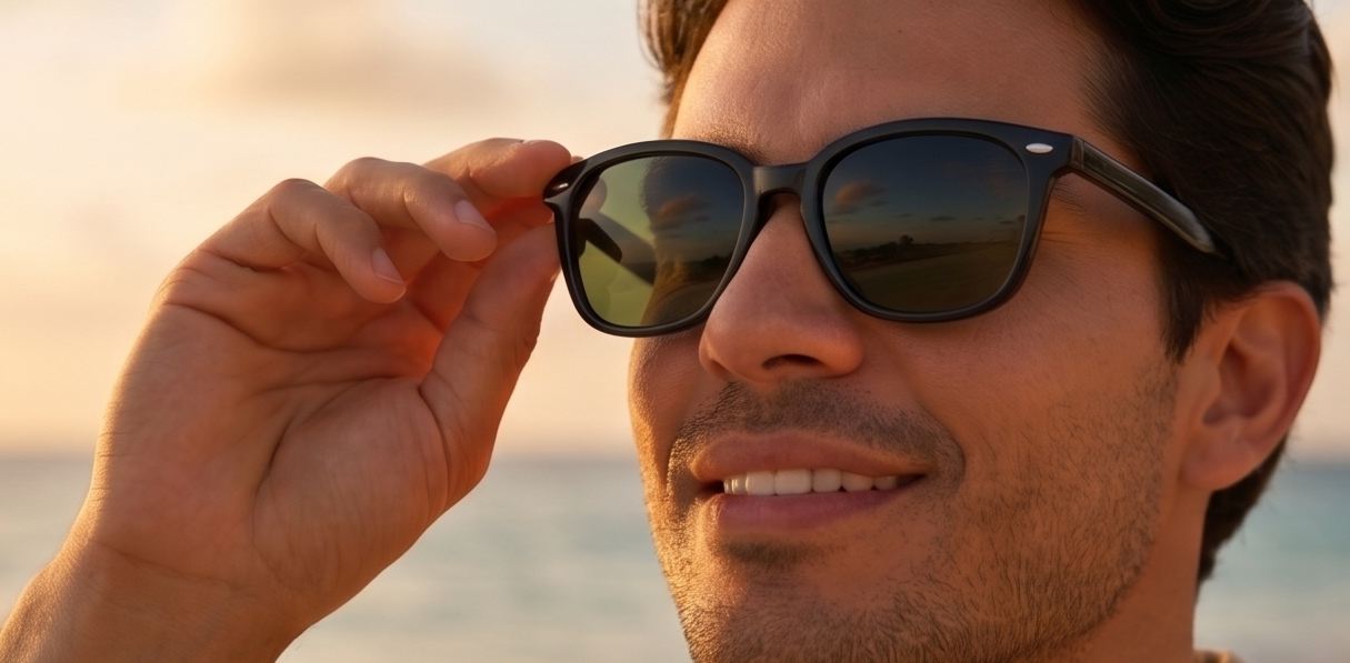 Hombre sonriendo con lentes de sol C TRENDY
