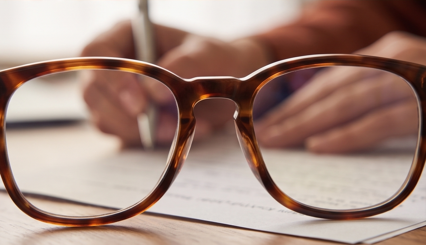 Vista frontal de lentes ópticos